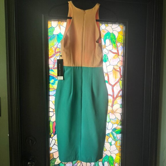 NWT Shona Joy New Wave X- Over Bodycon Dress Aqua/Multi - AUS 6/US 2 - Picture 2 of 7